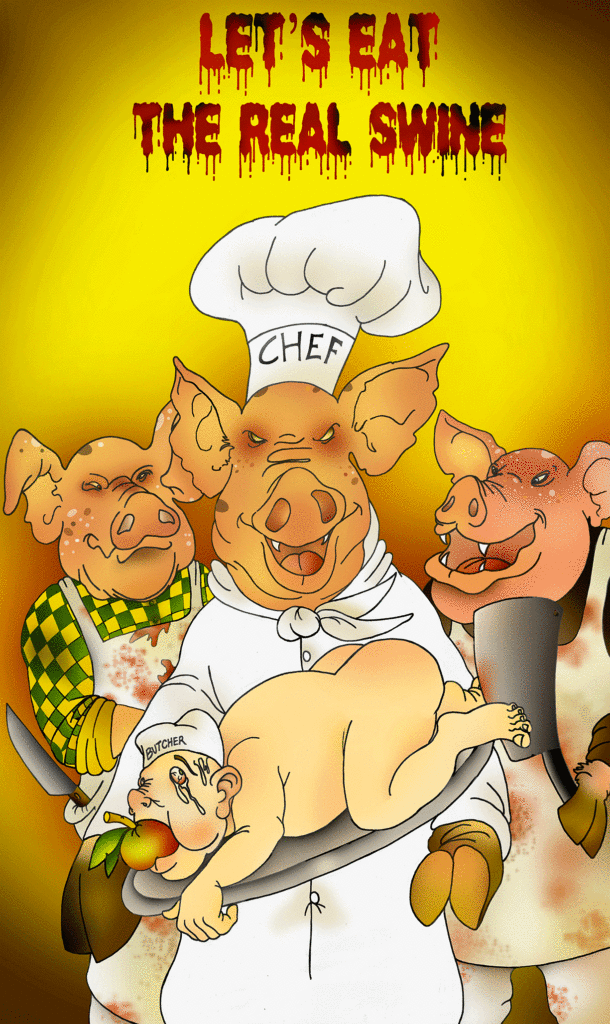 Let's eat the real swine - Michele Carloni Art & Illustrations © 2025 michelecarloni-art.com